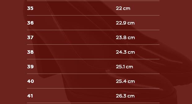 Tablas equivalencias de tallas de calzado