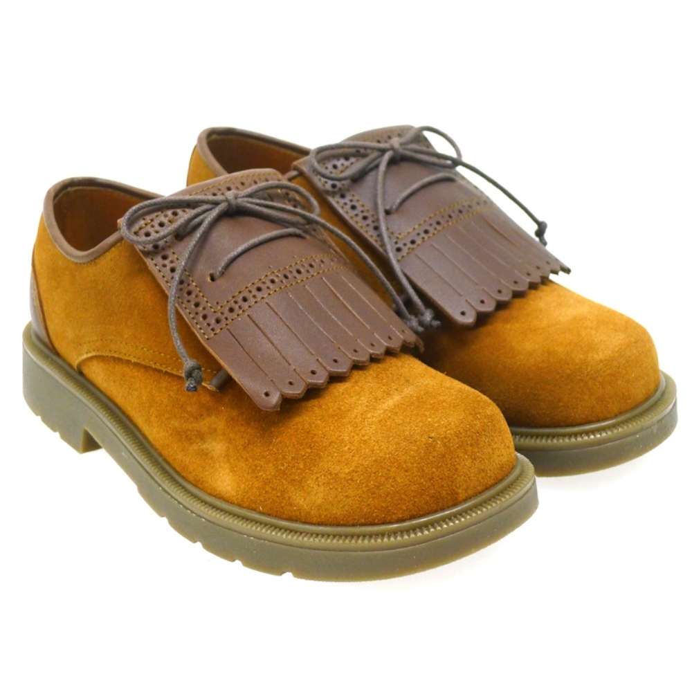 Zapato flecos niño Cuero