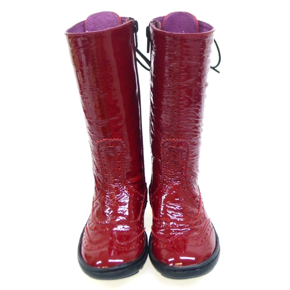 Bota caña niña piel roja Outlet