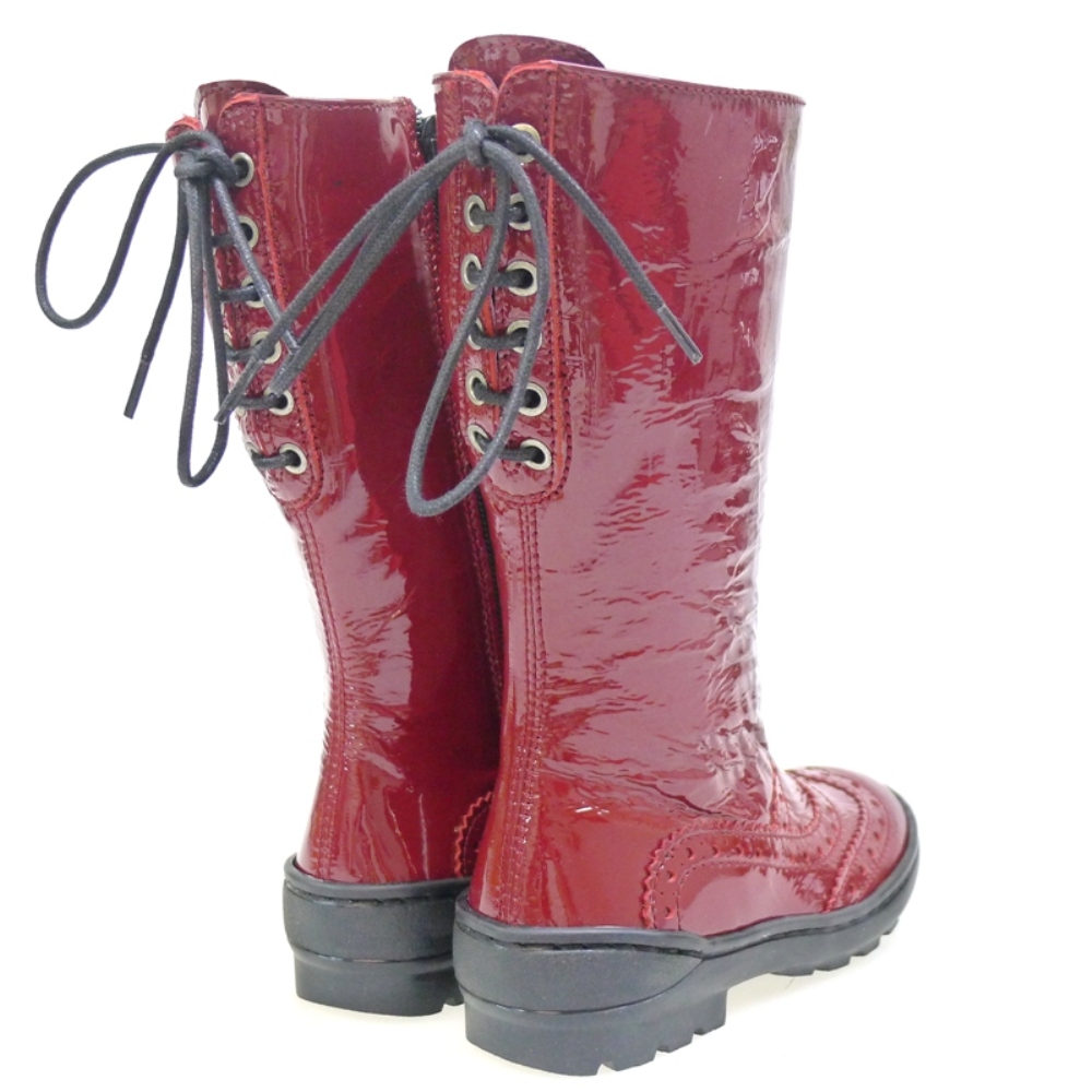 Bota caña niña piel roja Outlet