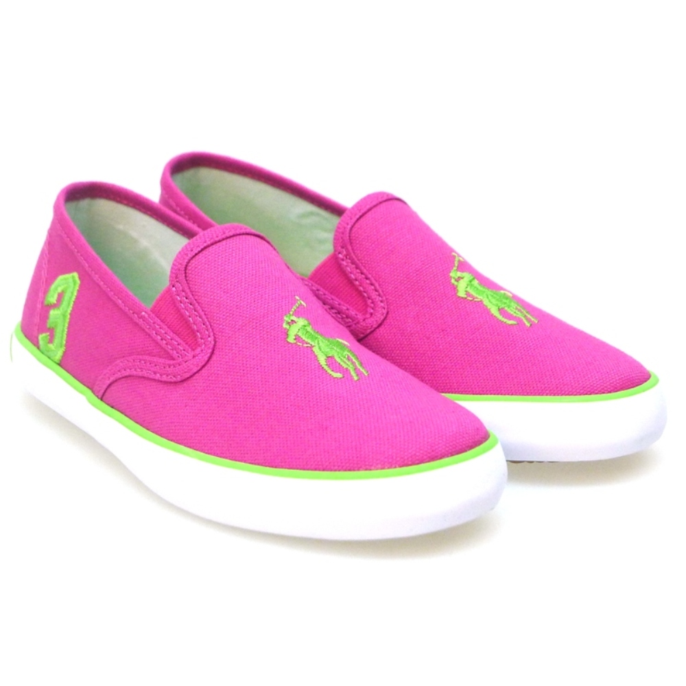 Zapatilla Lona Tipo Slipper Ralph Lauren Serena Ez Pink-green