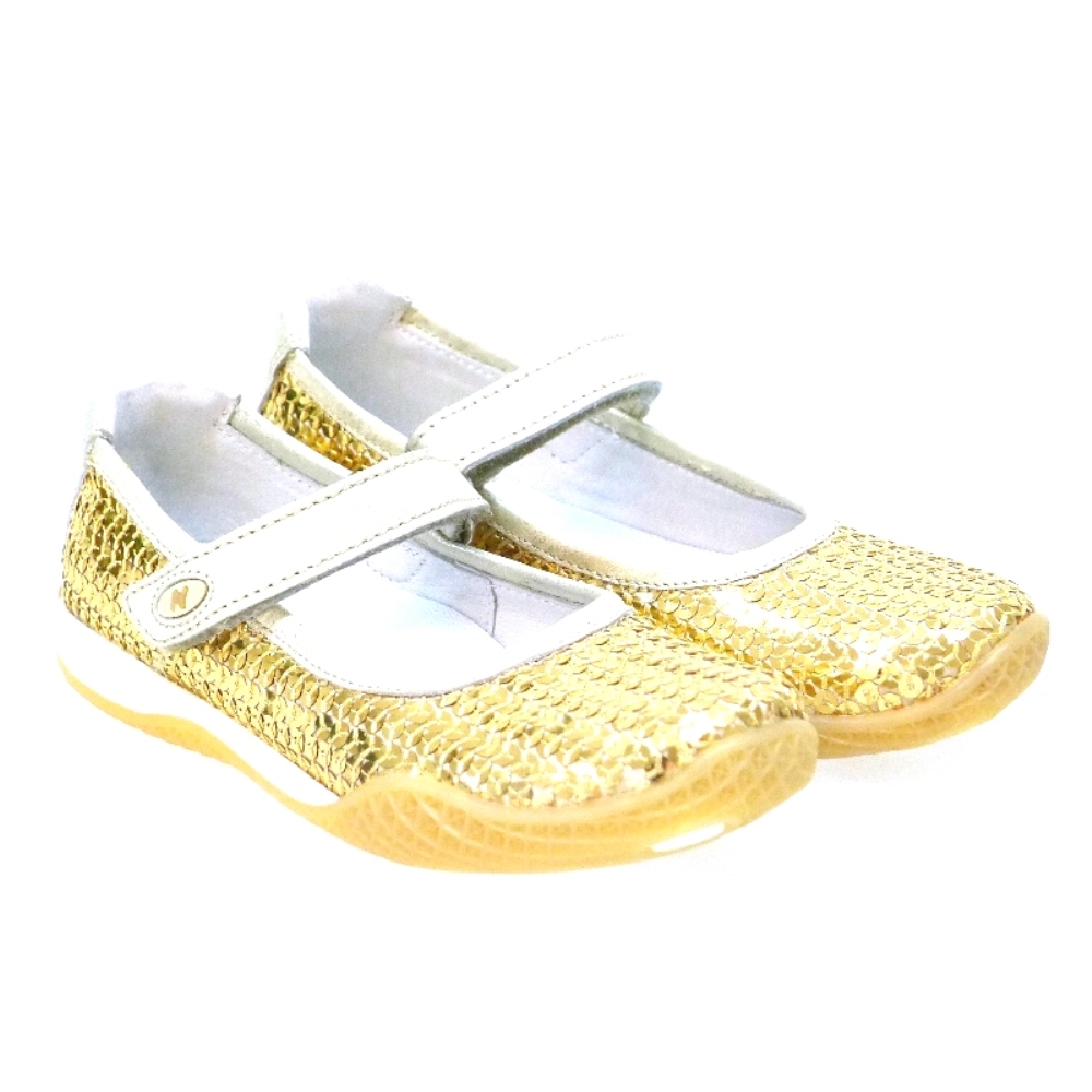 Merceditas niña velcro lentejuelas oro Naturino Cayon