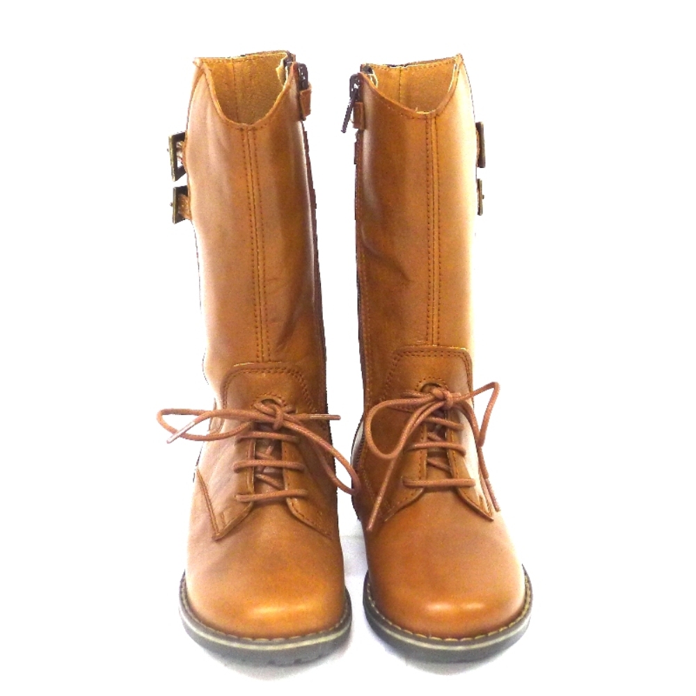 Bota Caña Alta Piel Cuero Para Niña Clarys 8724 foto 2