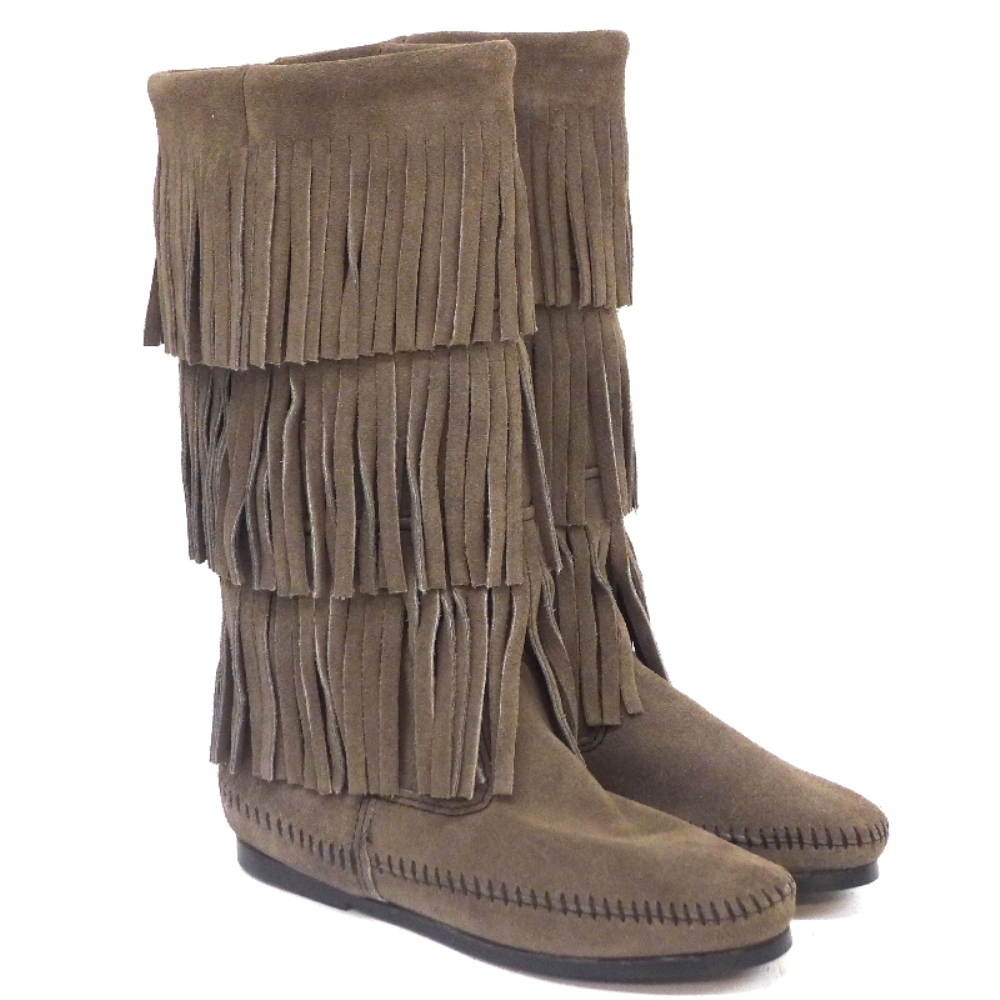 Bota Alta Con Flecos Y 3 Layers Fringe
