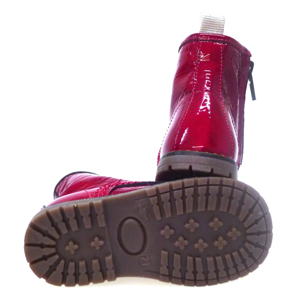 Bota niña Cremallera y Cordones terciopelo Charol Rojo Walk Safari Ia50159