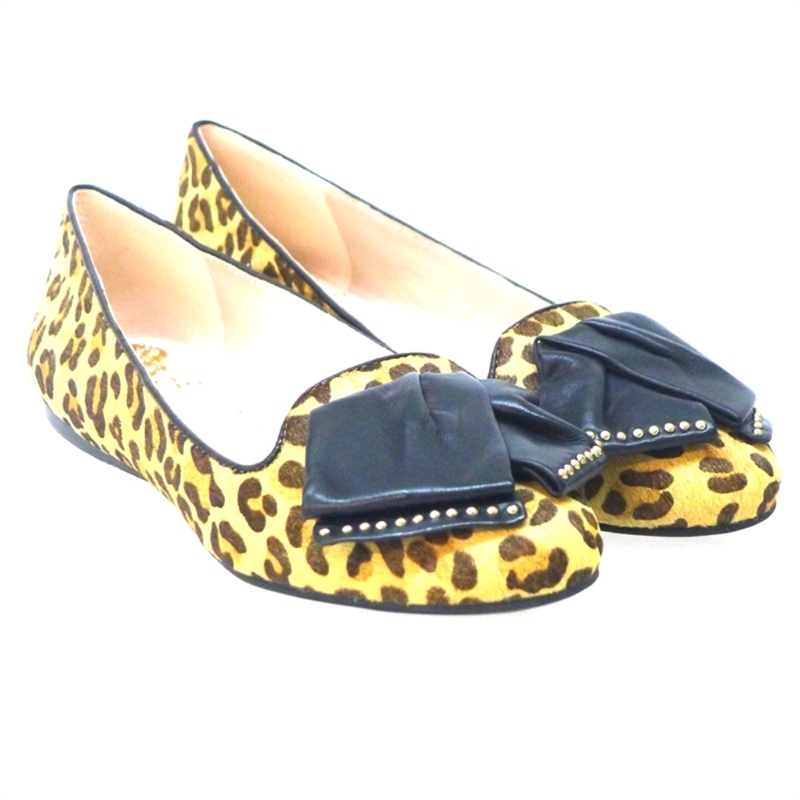 Slipper Piel Leopardo y Lazo negro Vince Camuto Vc Lansta 6 Honey