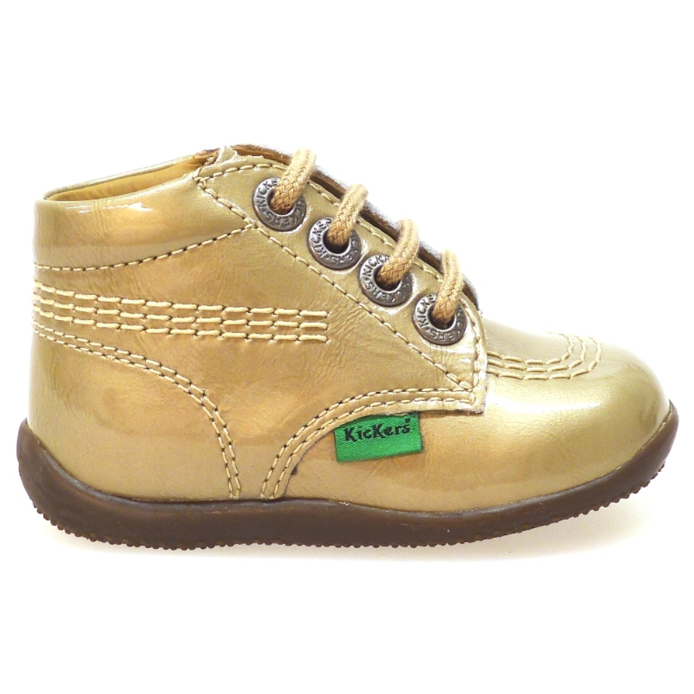 Bota Cordones Charol Oro Kickers Billy foto 3