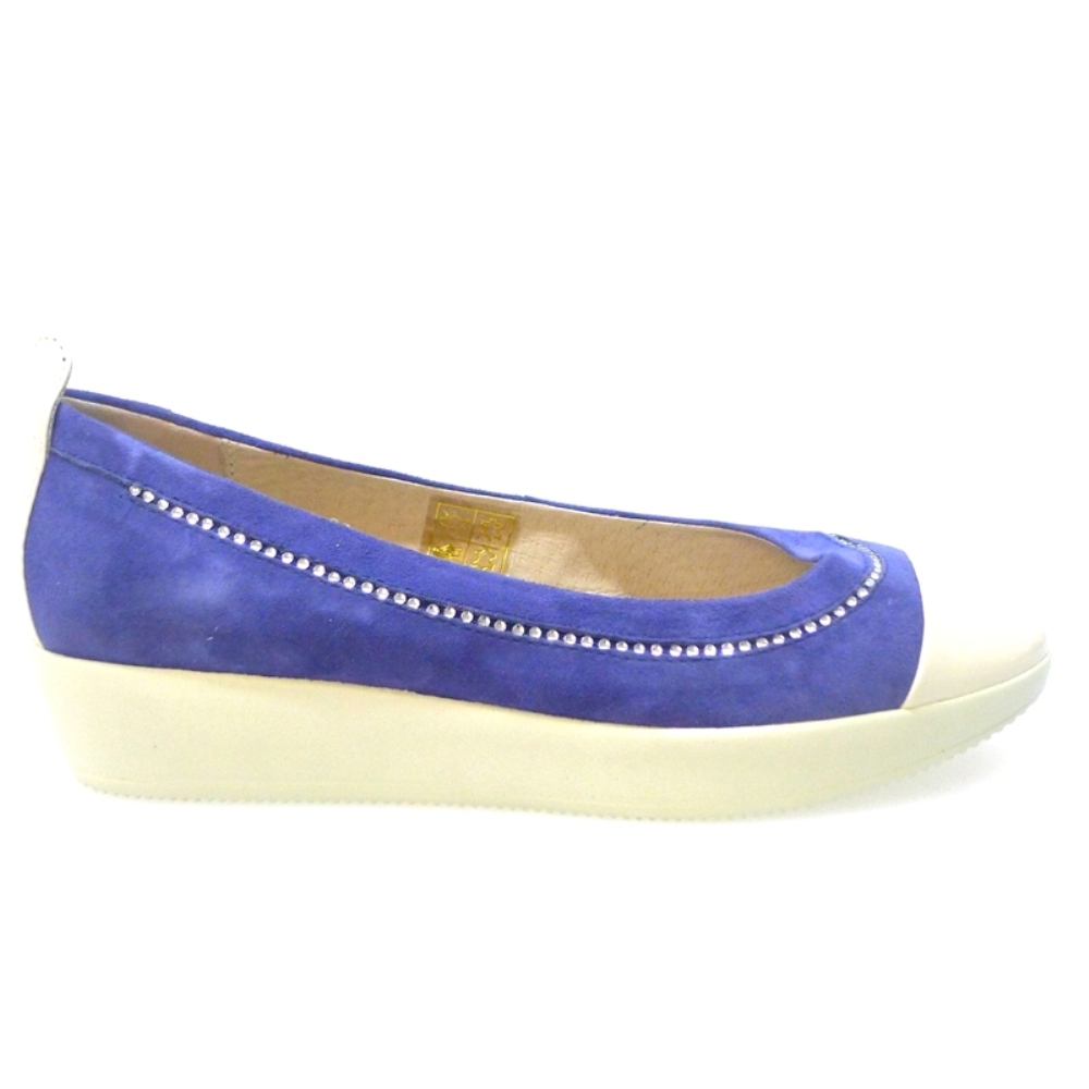 Bailarina Con Plataforma Nobuck Azul Cafenoir Df521 foto 3
