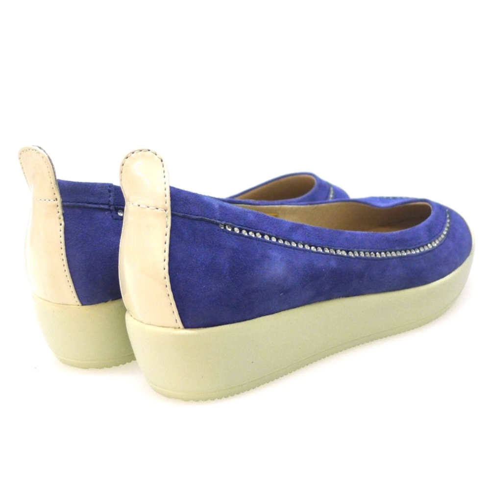 Bailarina Con Plataforma Nobuck Azul Cafenoir Df521 foto 4