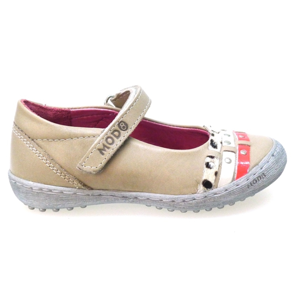 Merceditas niña velcro piel arena Mod'8 Flam Rose foto 3
