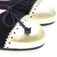 Bailarina Mujer Nobuck Negro Con Puntera Oro foto 5