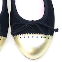Bailarina Mujer Nobuck Negro Con Puntera Oro foto 7