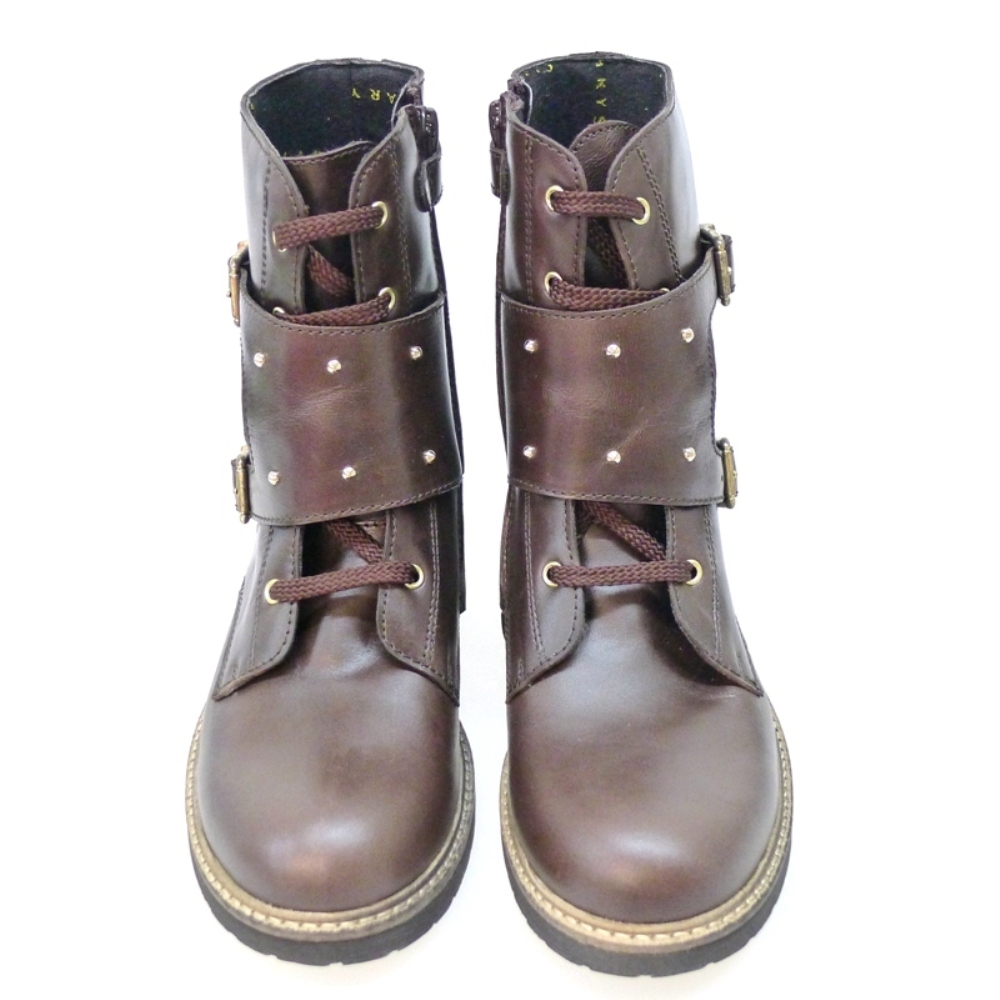 Botin Motero triple cierre y tachas Clarys 8845 Marron foto 2
