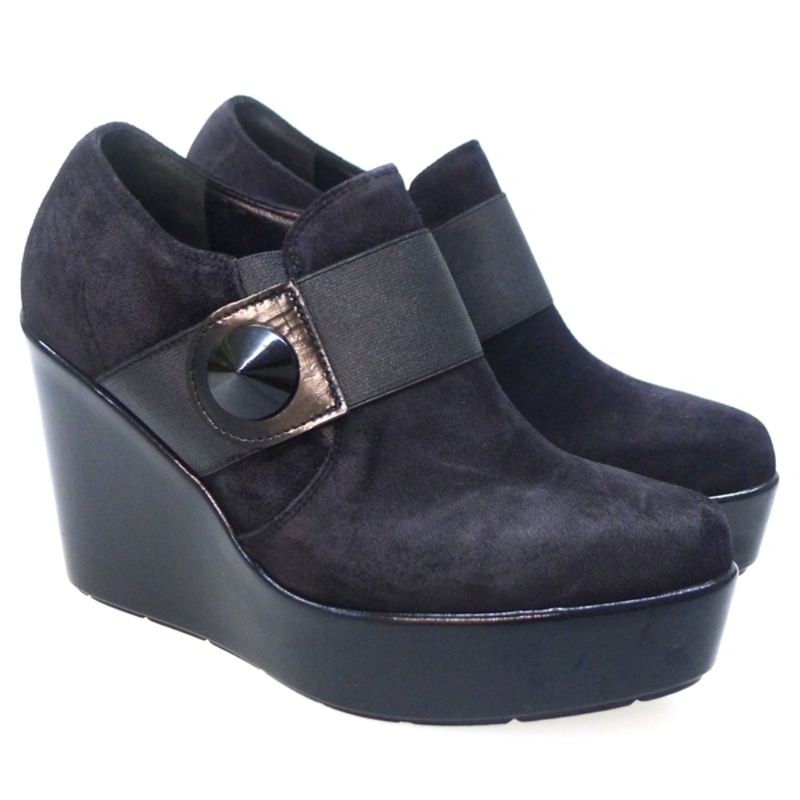 Zapato abotinado negro cuña y plataforma Jeannot Outlet 77374