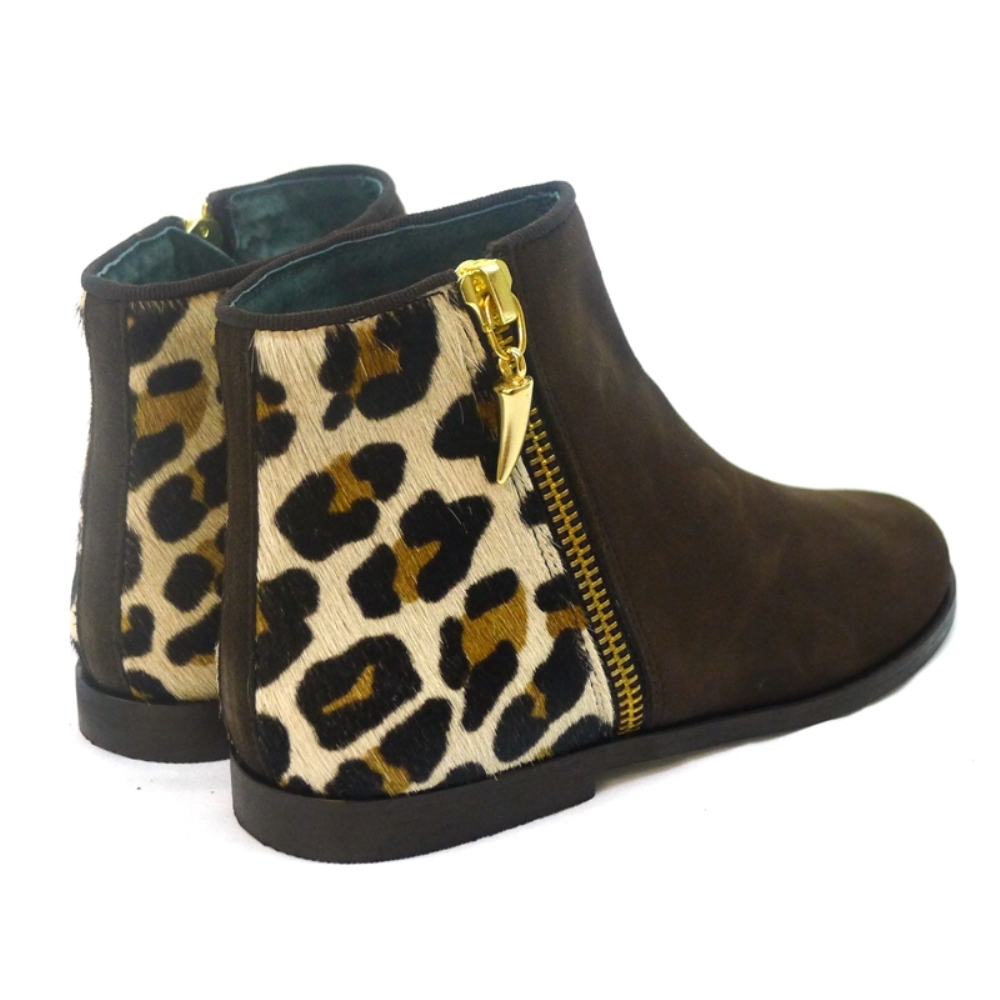 Botin Campero Cremallera Marron Pony foto 4
