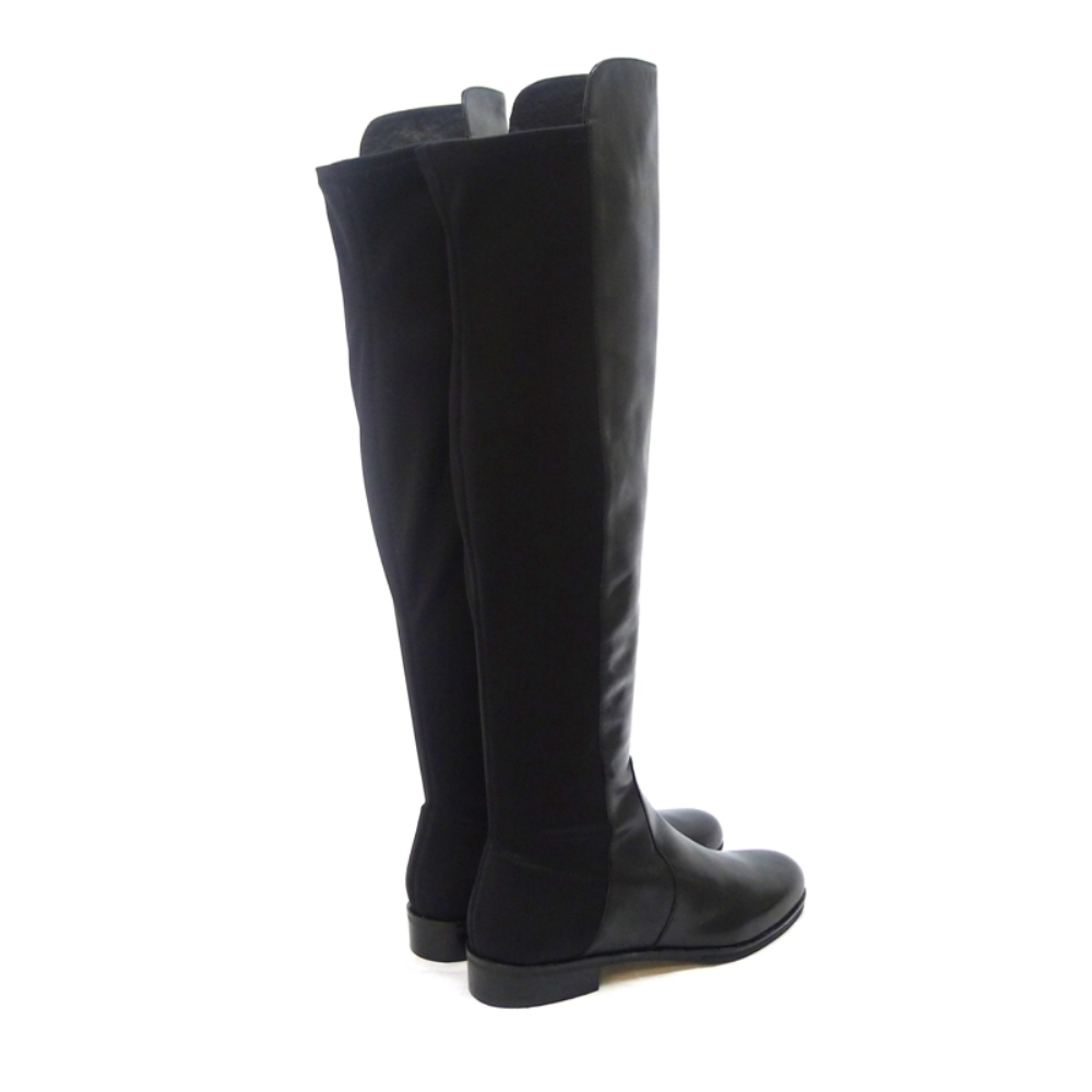 BOTA ALTA MOSQUETERA PLANA TRASERA ELASTICA
