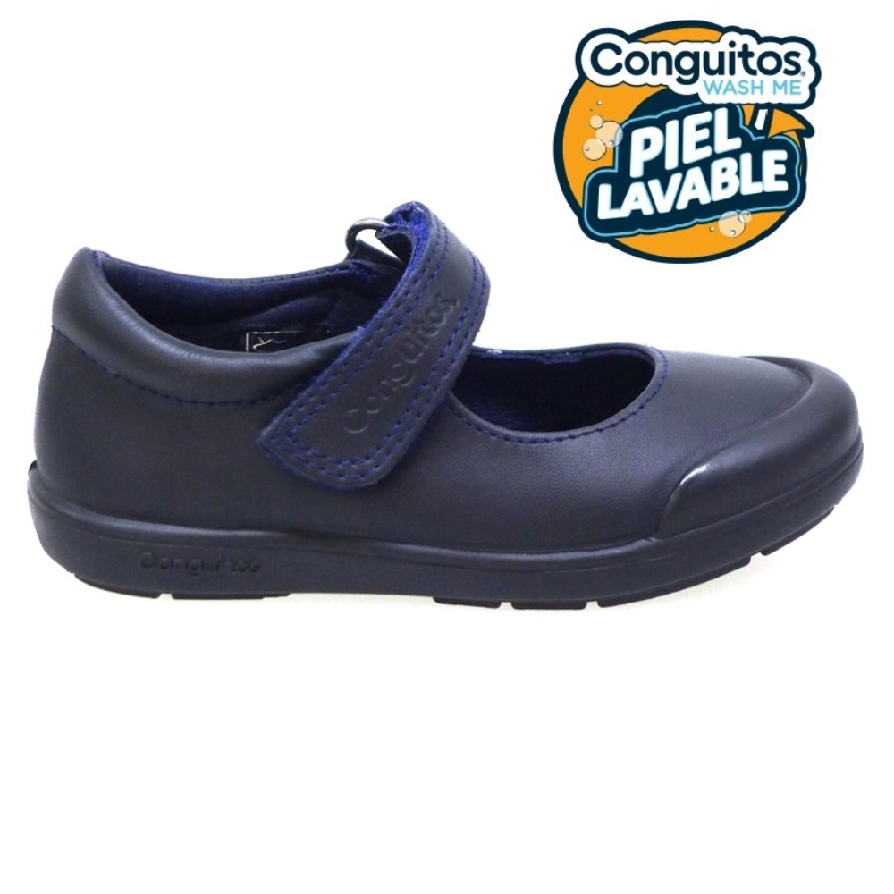 Merceditas Colegio Piel Lavable Conguitos 28001 Azul foto 3