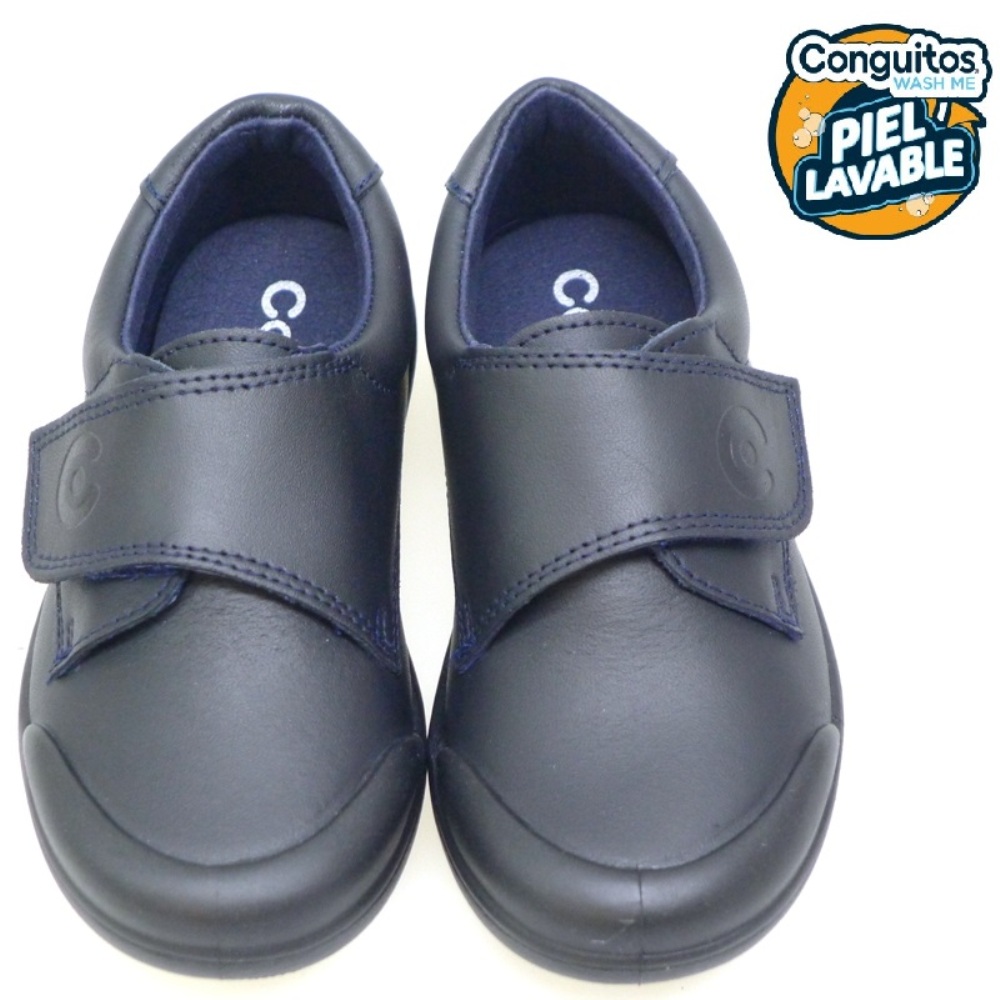 Zapato Velcro Piel Lavable Conguitos Azul