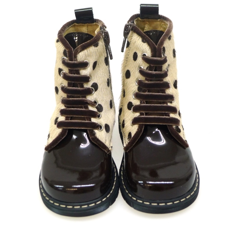 Bota Tipo Dr. Marten's Niña Charol Y Pony Marron