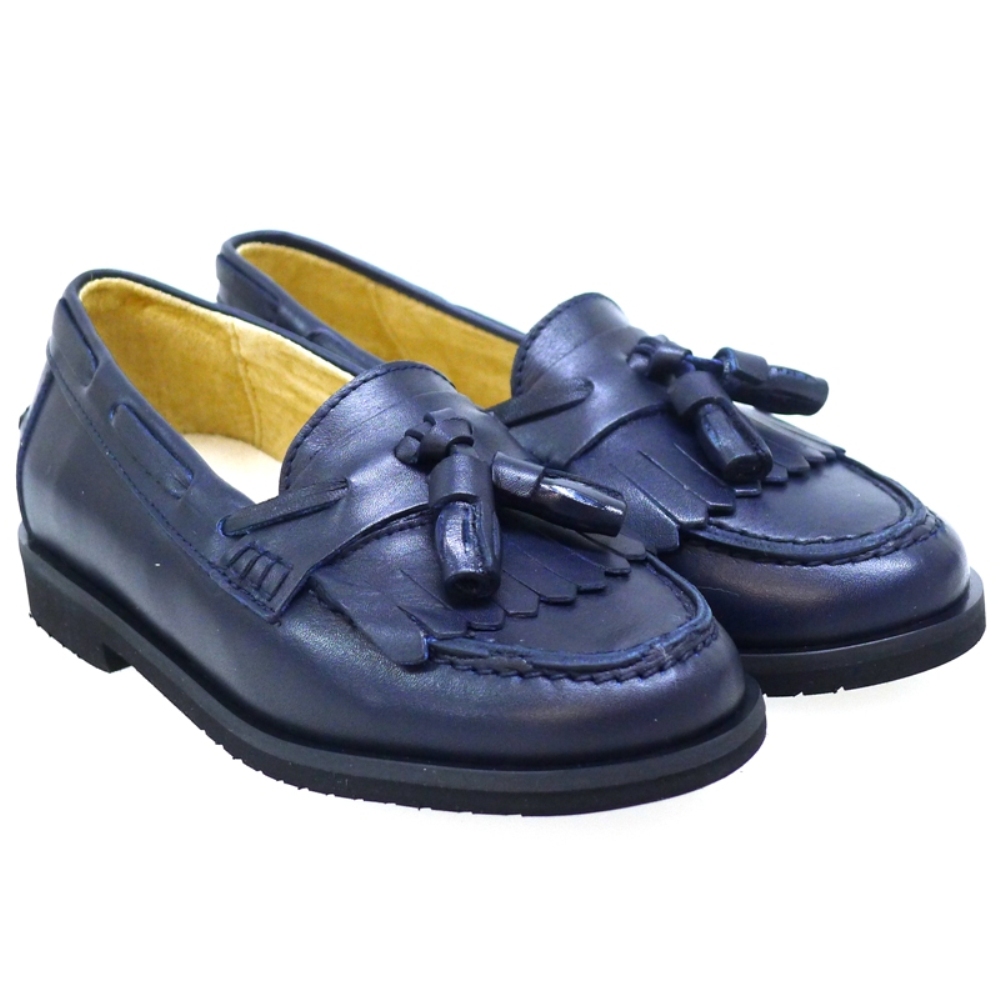 Mocasin Con Borlas Colegio Azul Marino