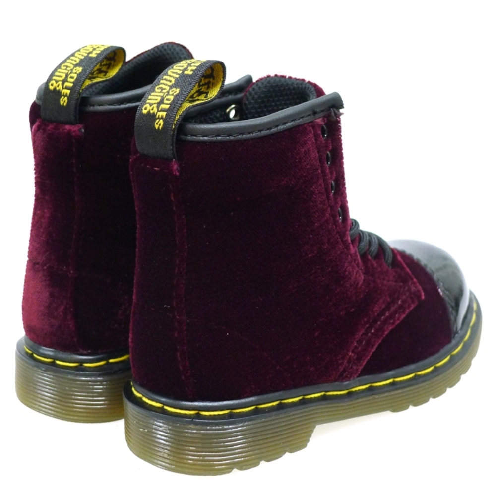 Bota Cordon Nina Dr Martens Bunny Kids Negro Burdeos
