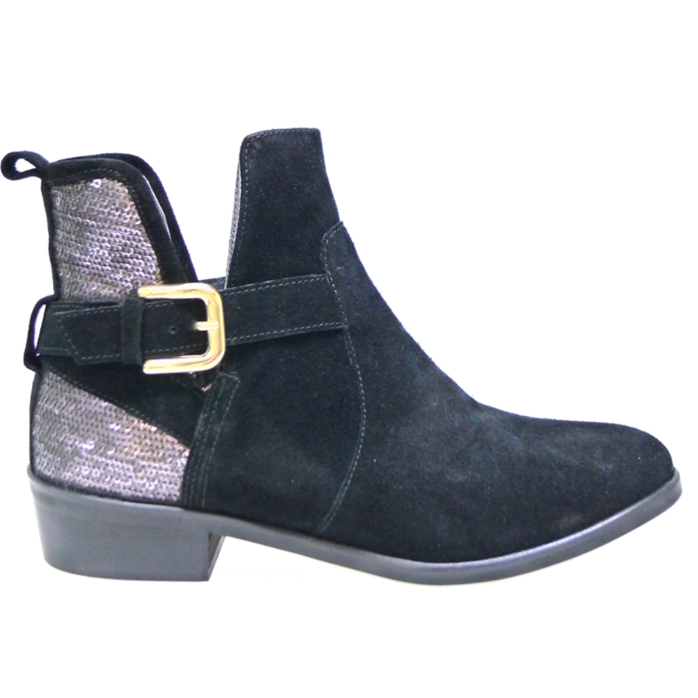 Botin Corto Mujer Kanna Ki5896 Negro-plomo foto 3