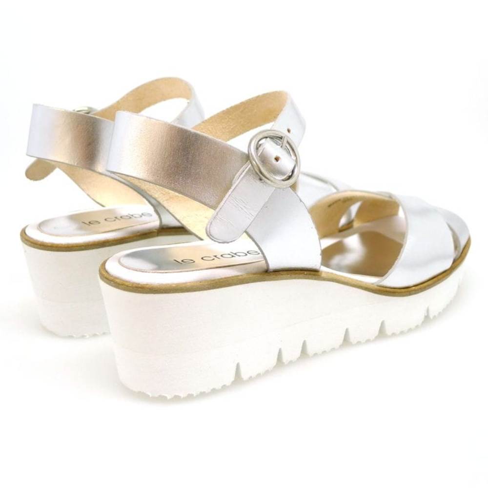 Sandalias Plateadas Cuña Le Crabe Rouge CR5358032  foto 4