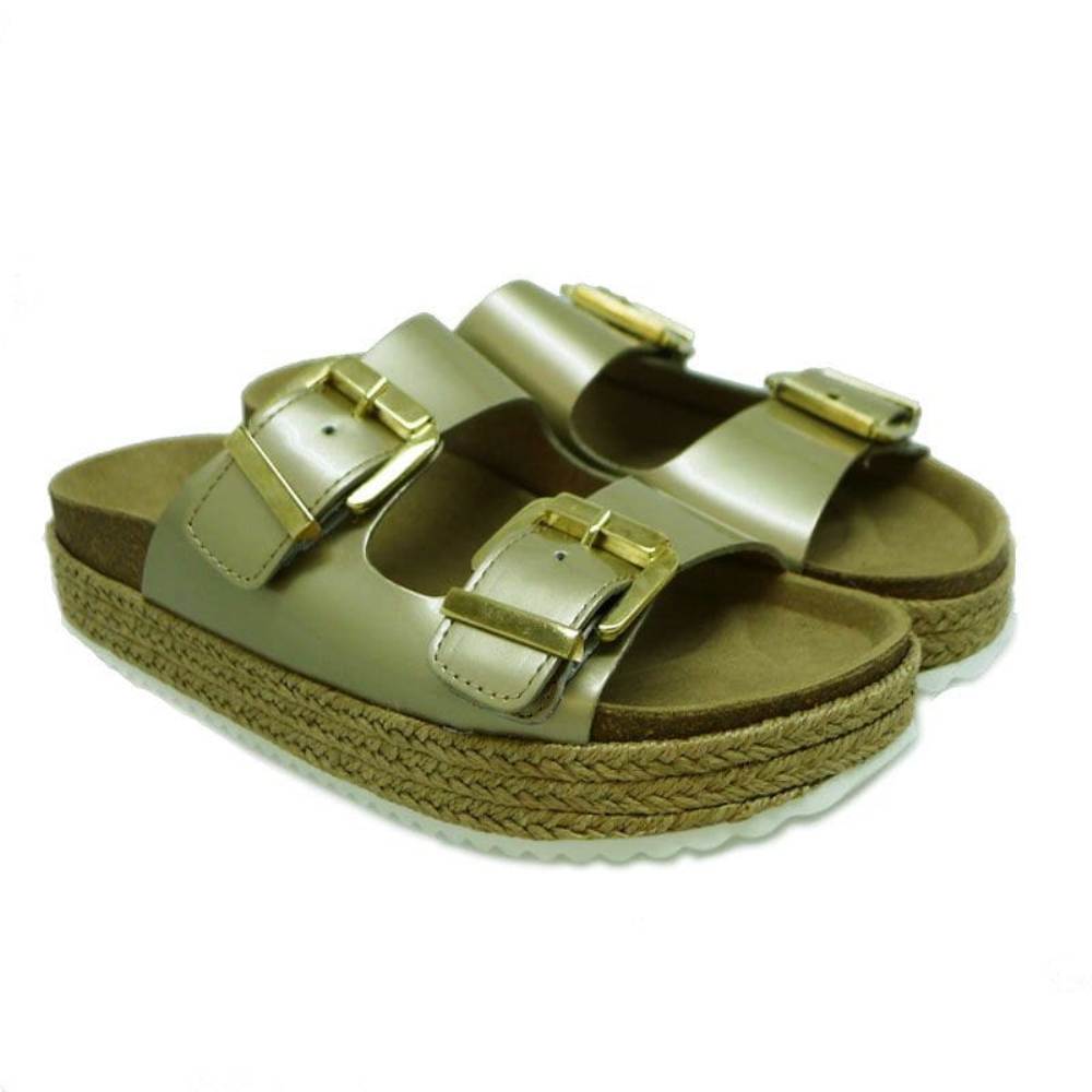 Sandalias bio dorada doble suela cáñamo Alpe Celine 1770-56 Oro