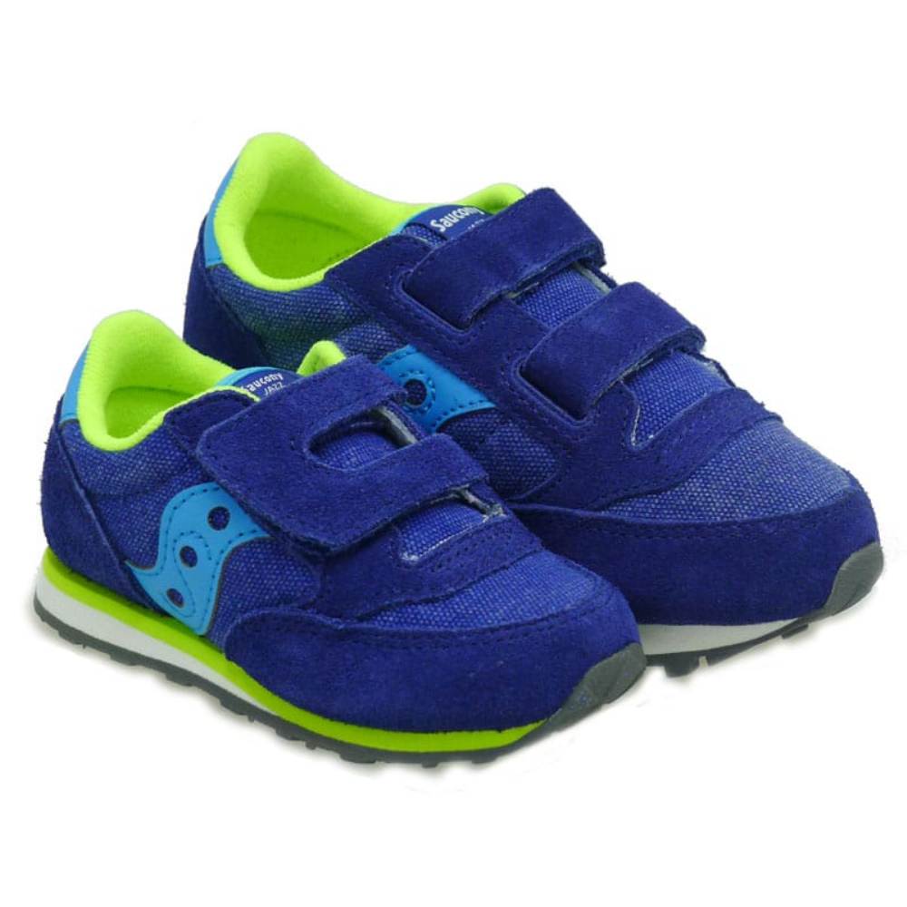 Deportivas piel velcro niño Saucony Jazz Blue Citron