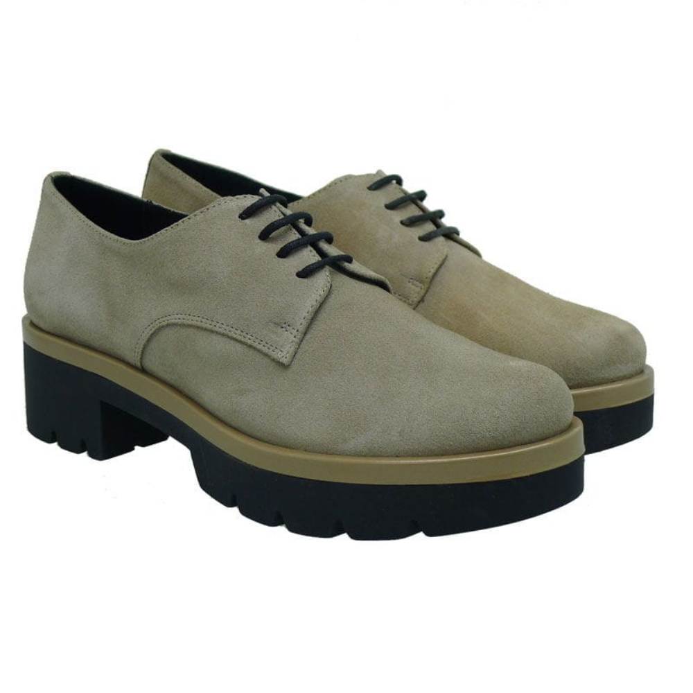 Zapato acordonado tac?n y plataforma dentada Hobby 273 Piedra