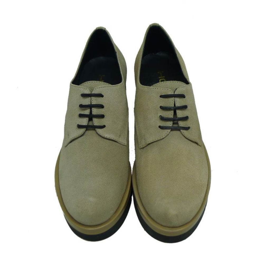 Zapato acordonado tacón y plataforma dentada Hobby 273 Piedra foto 2
