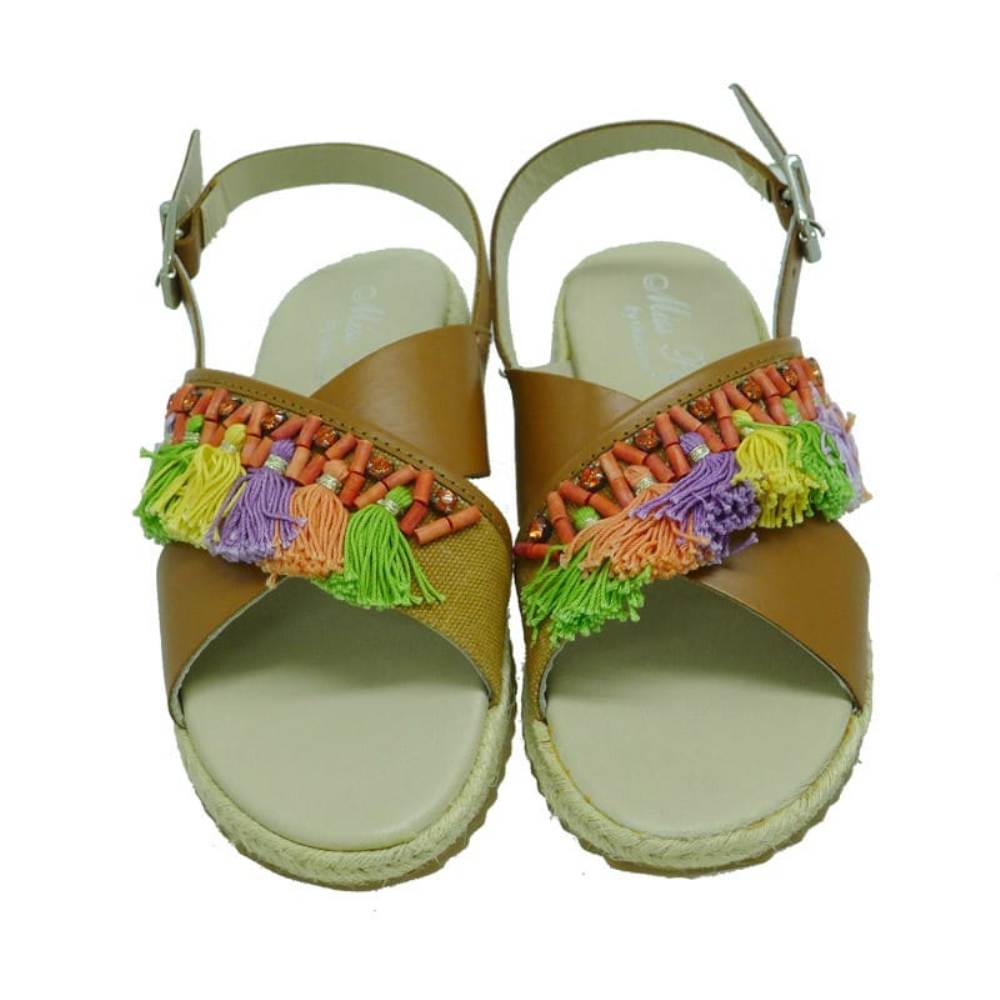 Sandalia borlas multicolor étnica Oca Loca 6780-07 Cuero foto 2