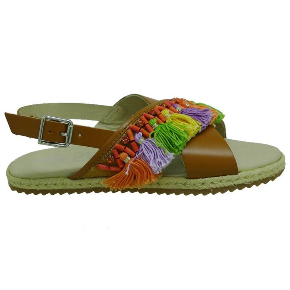 Sandalia borlas multicolor étnica Oca Loca 6780-07 Cuero foto 3