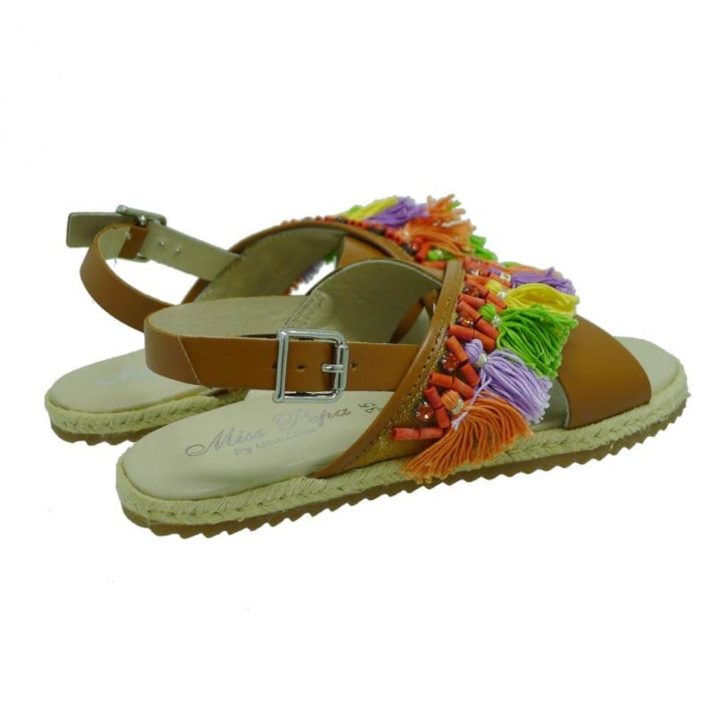 Sandalia borlas multicolor étnica Oca Loca 6780-07 Cuero foto 4