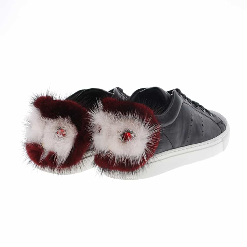 Zapatillas mujer piel con pompones Lola Cruz 257Z10BK Negro foto 4