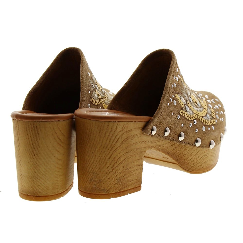 Zueco tacón madera Alpe lentejuelas arena 36451167
