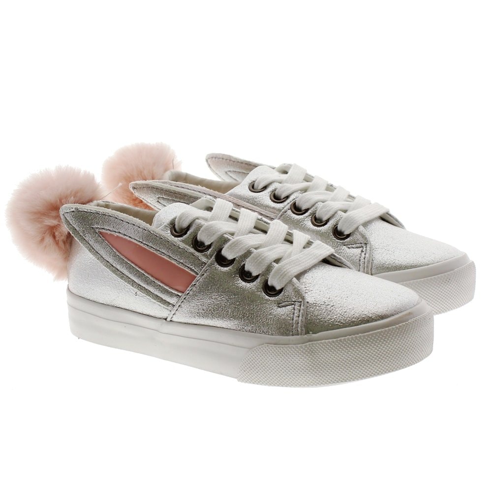 Zapatillas conejo pompón Conguitos IV1 30207 Plata