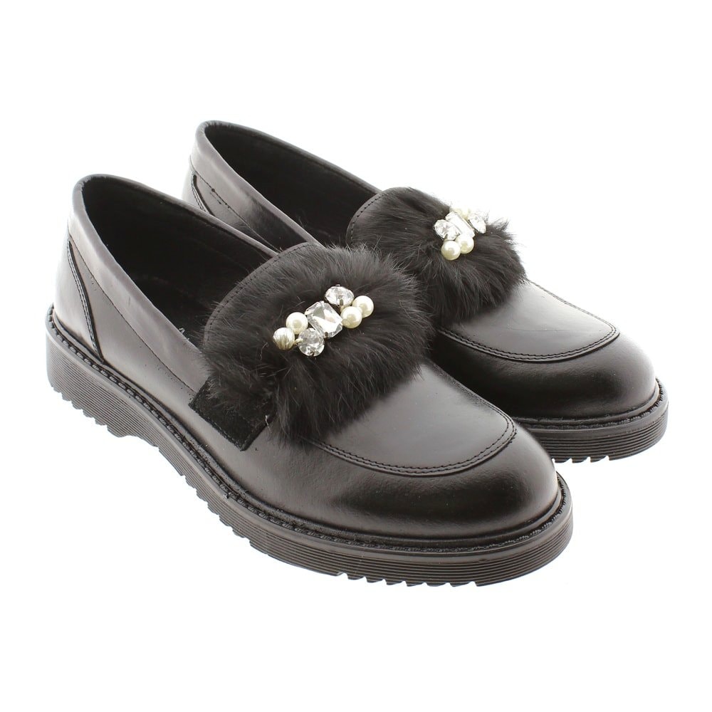 Mocasines negros mujer perlas Clarys 5944