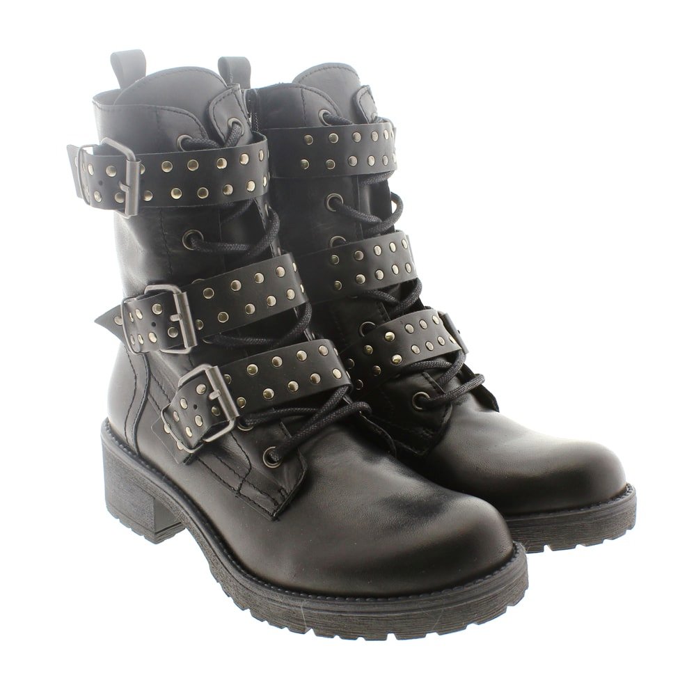 Botines moteros hebillas Llaise Negro