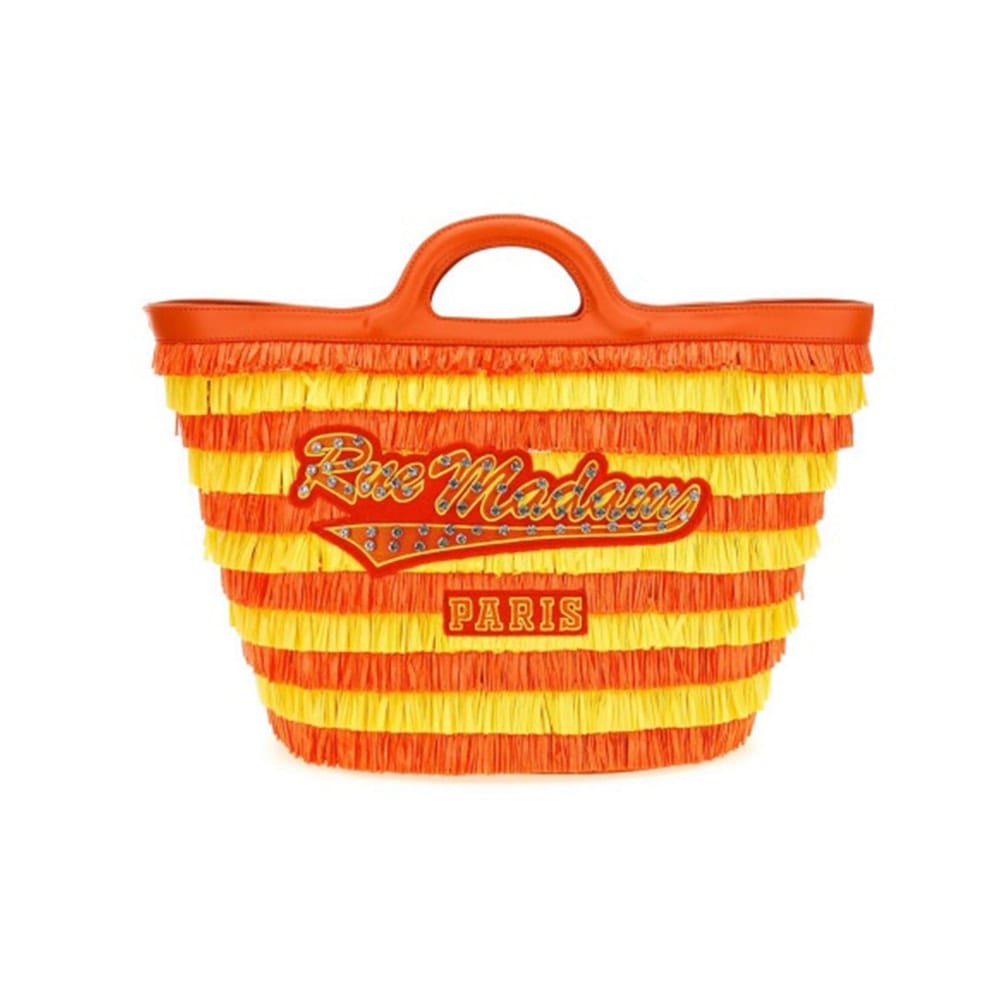 Bolso Capazo La Marina XL Rue Madam Flecos Paja Naranja