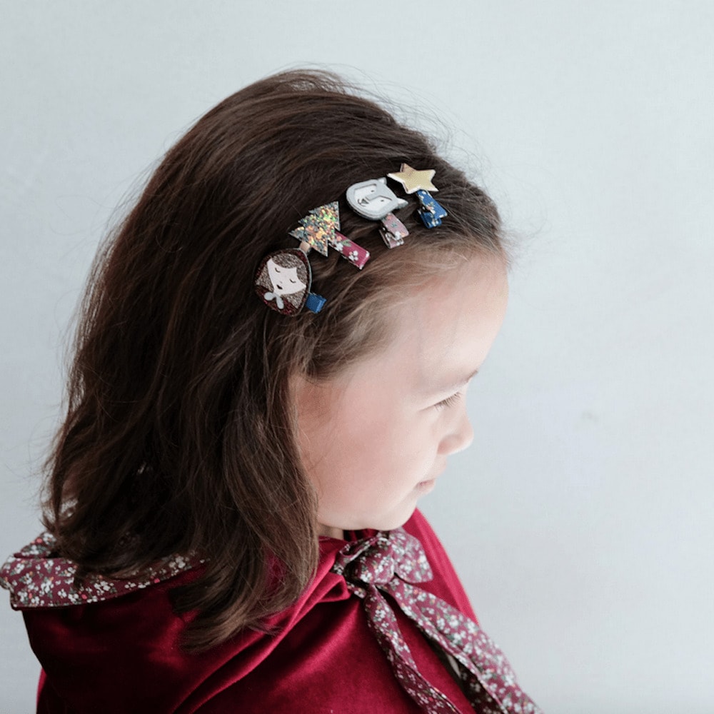 Horquillas Pequeño Jinete Rojo Mimi&Lula – Set de horquillas para niñas con personajes de cuento foto 2