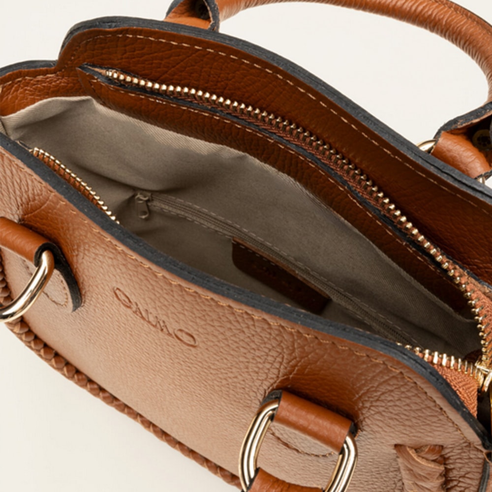 Bolso piel cuero asas Gaimo – Diseño redondo con estilo foto 2