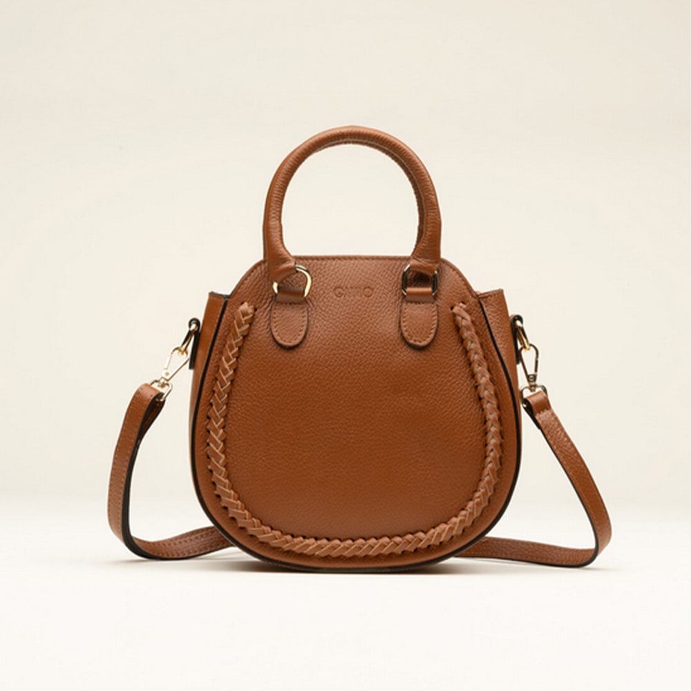 Bolso piel cuero asas Gaimo – Diseño redondo con estilo foto 3