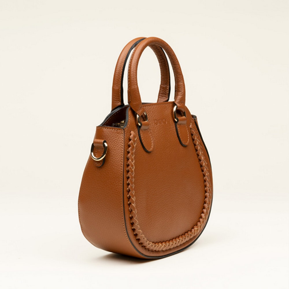 Bolso piel cuero asas Gaimo – Diseño redondo con estilo foto 4
