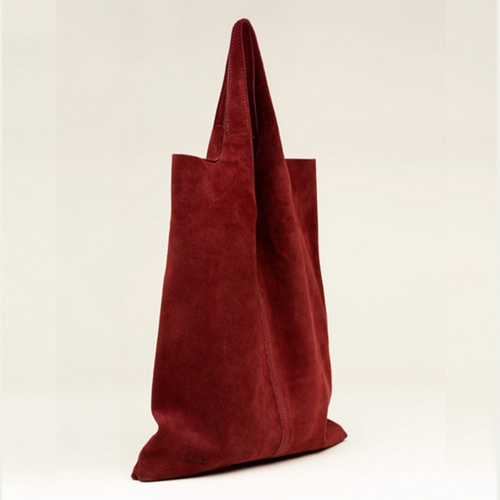 Bolso burdeos piel ante Gaimo – Estilo y textura natural foto 2