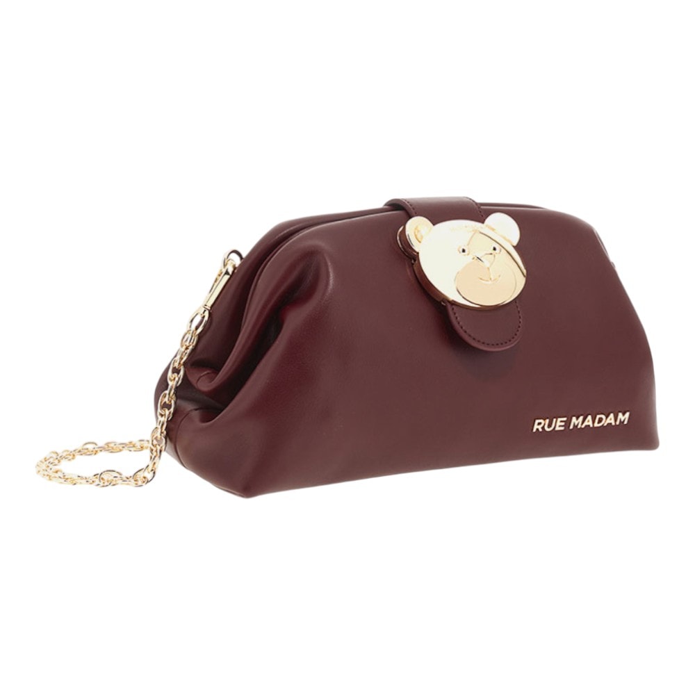 Bolso bombonera granate Rue Madame Paris – diseño con osito dorado foto 2
