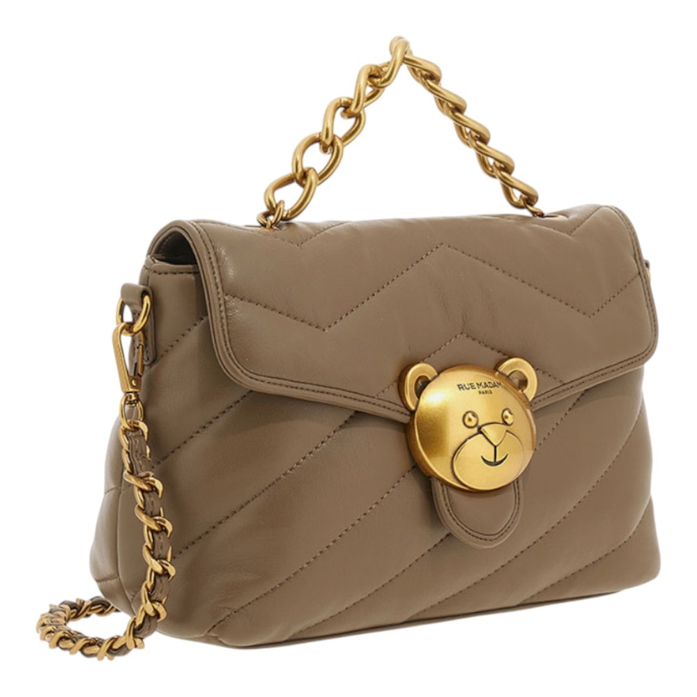 Bolso bandolera marrón topo Rue Madame Paris – con cierre osito dorado foto 2