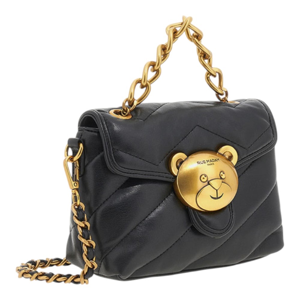Bolso bandolera mini negro con oso dorado - Rue Madame Paris foto 2
