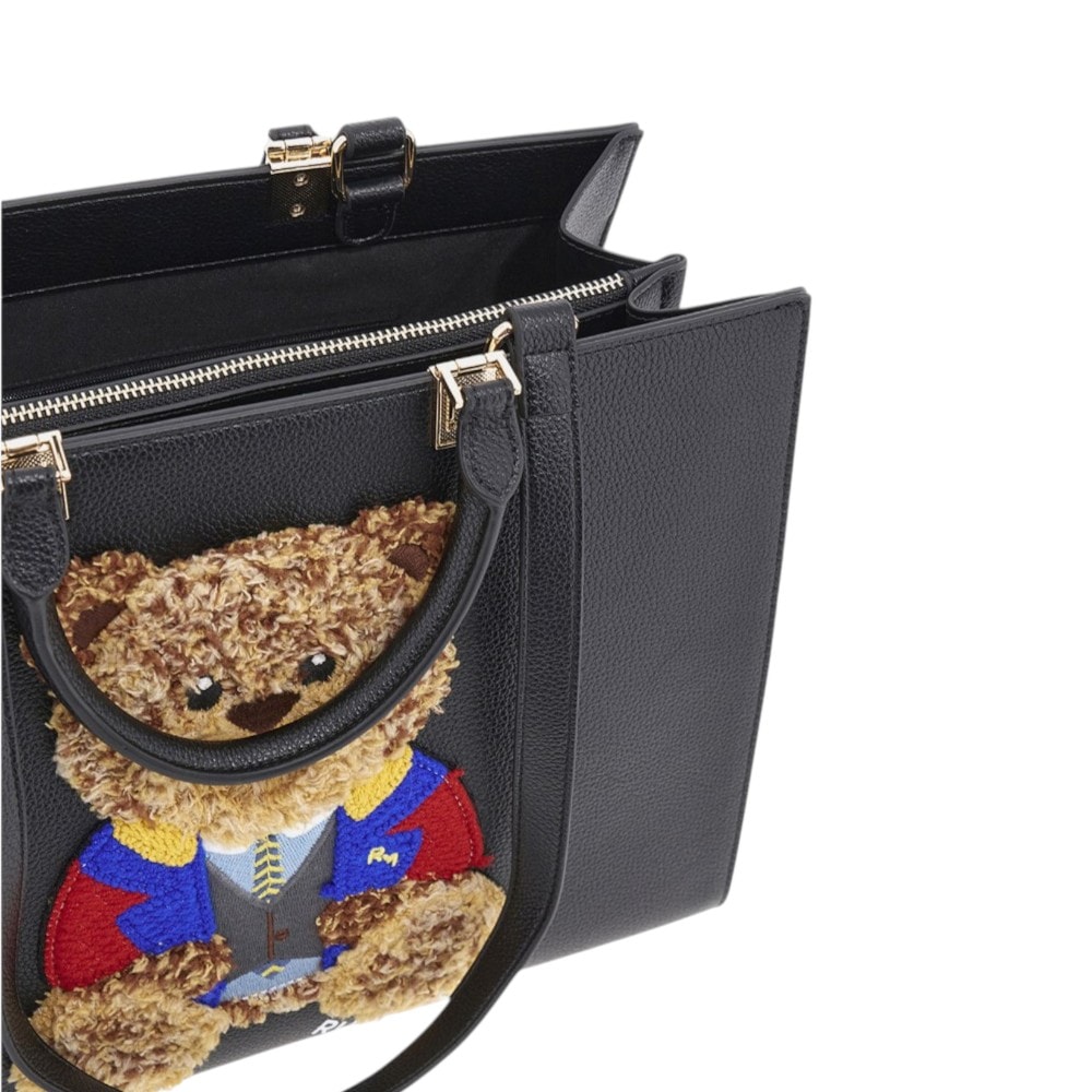 Bolso tote asa negro Rue Madame Paris – amplio y con bordado de osito foto 2