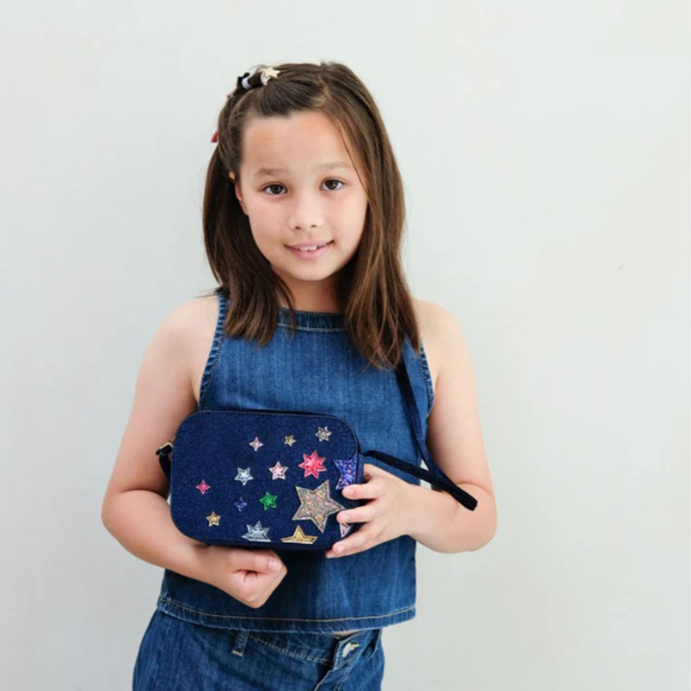 Bolso terciopelo niña azul – Mimi & Lula bolso glitter infantil foto 2